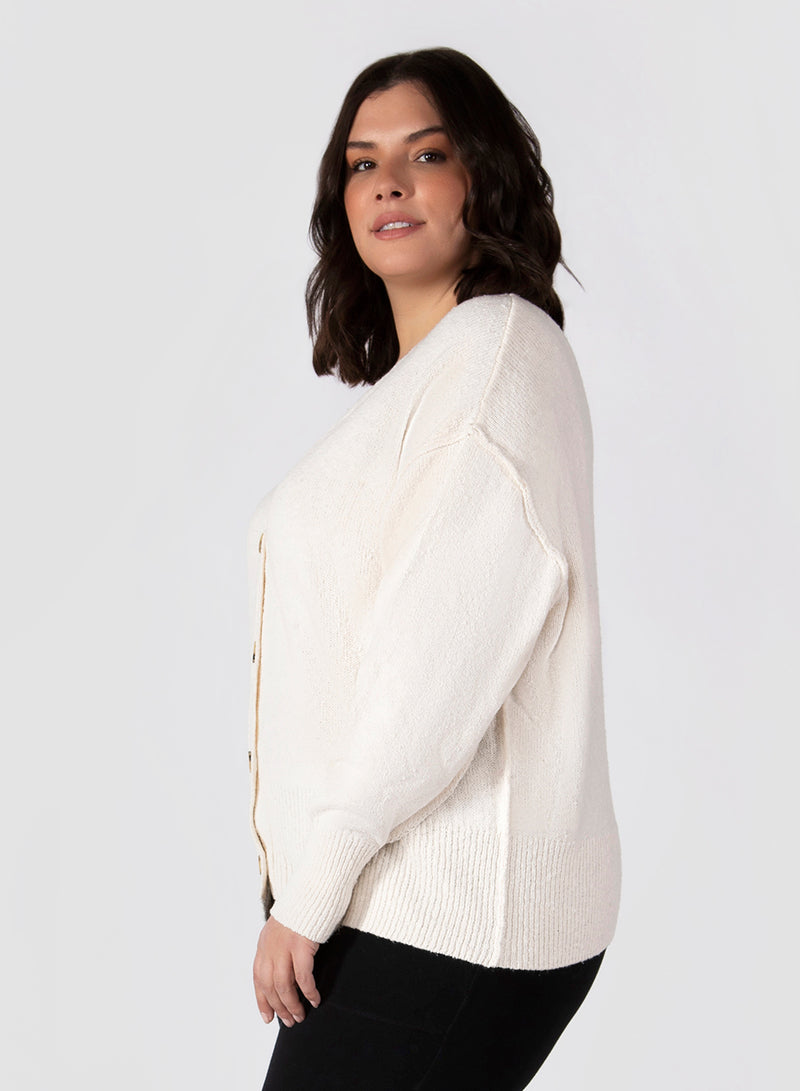 DEX Button Front Cardigan - Cream