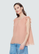 Dex Chiffon Top - Peach