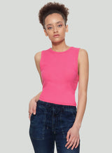 Dex Ribbed Tank - Hot Pink