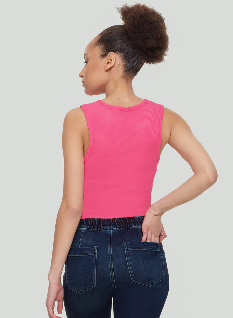 Dex Ribbed Tank - Hot Pink