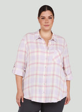 Dex Plaid Button Down - Lavender