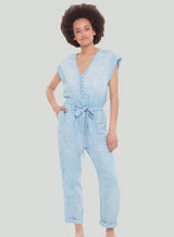 DEX Button Front Jumpsuit - Chambray