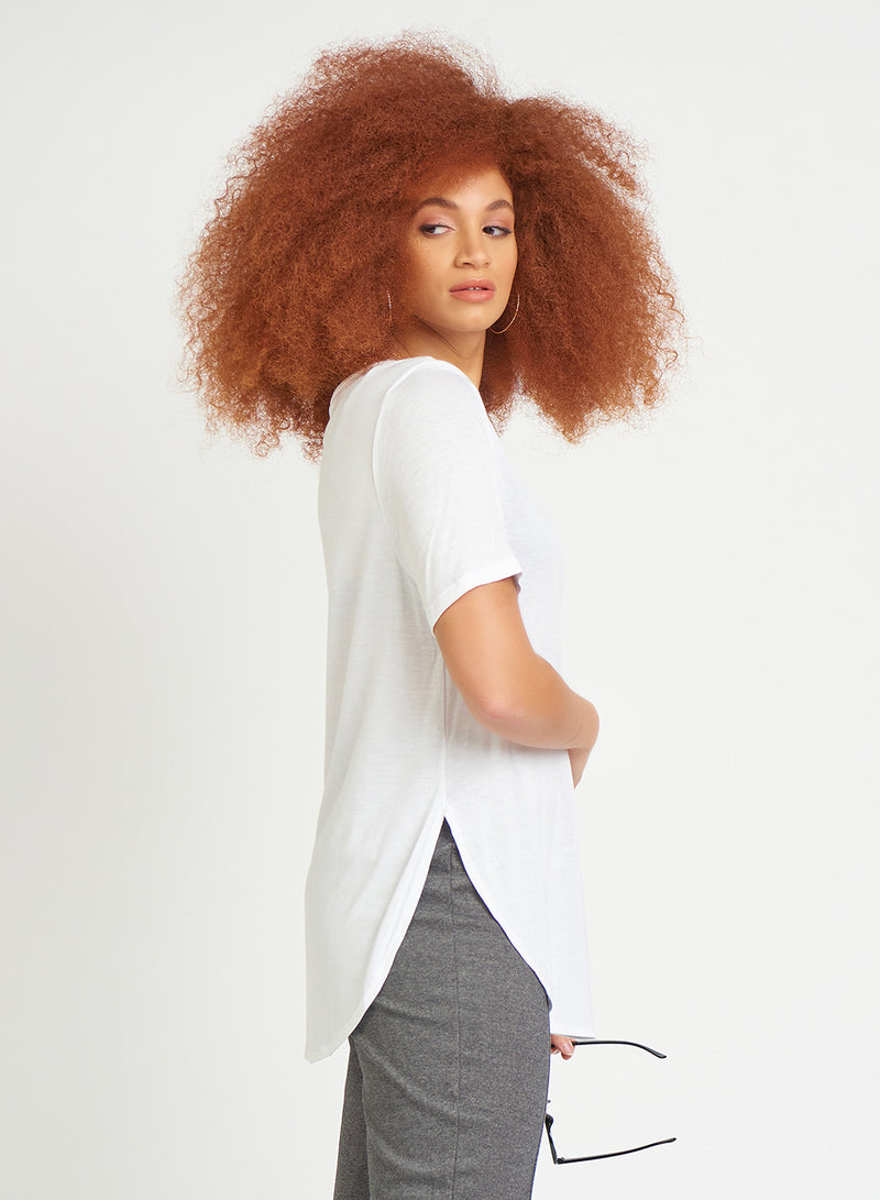 Dex Rounded Hem Tee - White